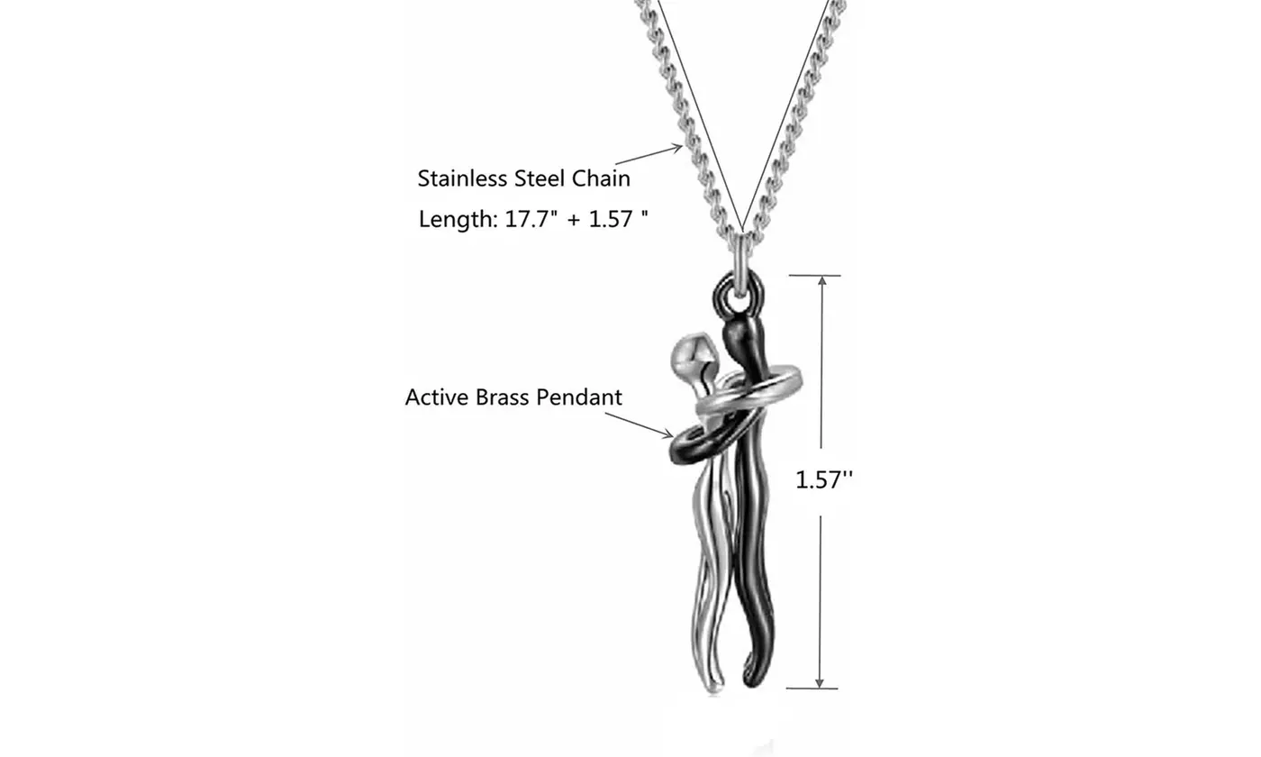 Two Lovers Affectionate Hug Necklace for Couples