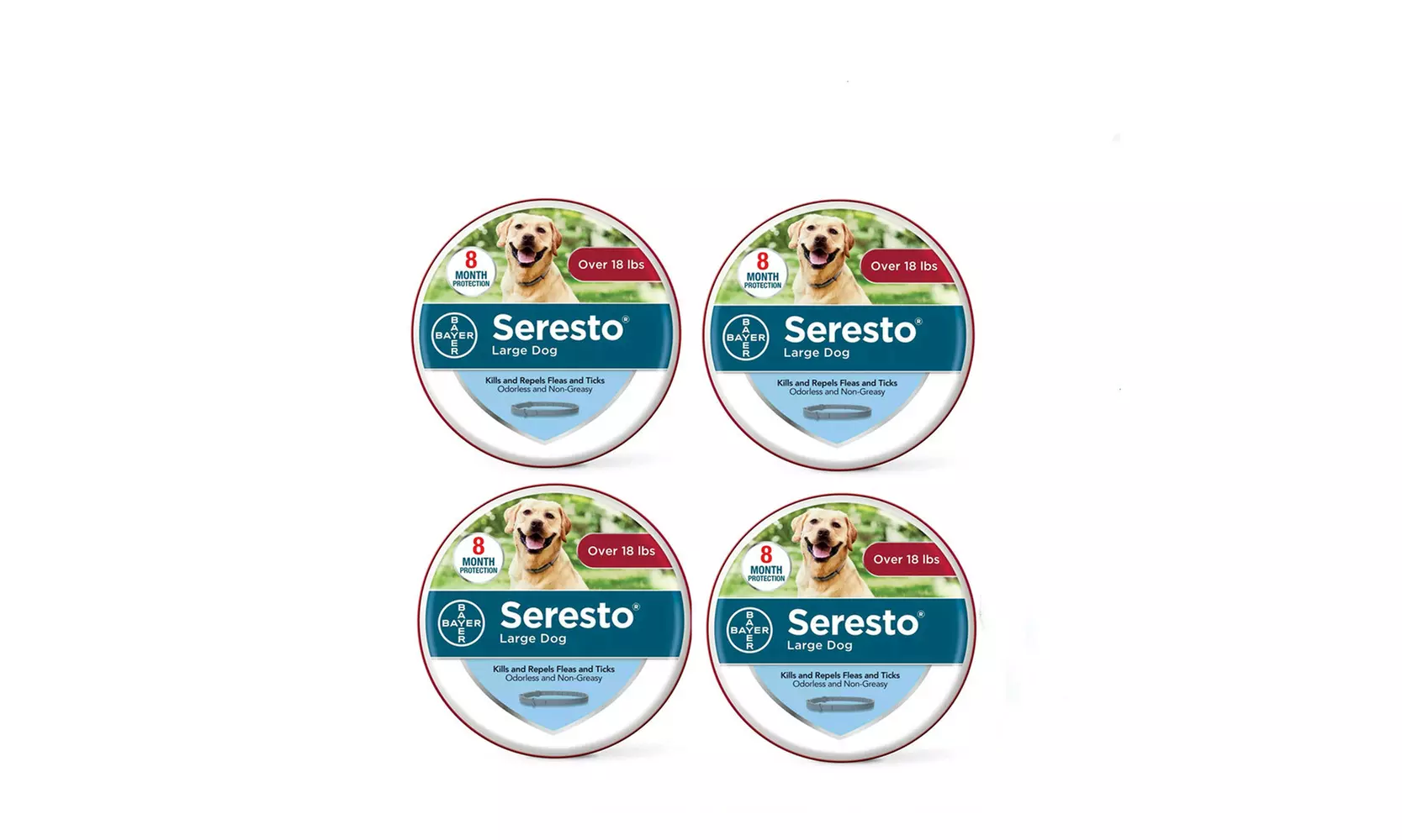 Bayer Seresto Flea and Tick Collar for Large Dogs 8 Month Protection - 4 PACK - Primary Image