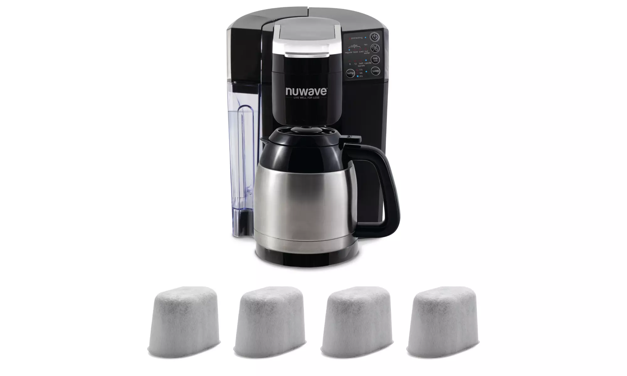 NuWave BruHub 3 in 1 Coffee Maker with Stainless and 4 Pack Replacement Filter - Primary Image