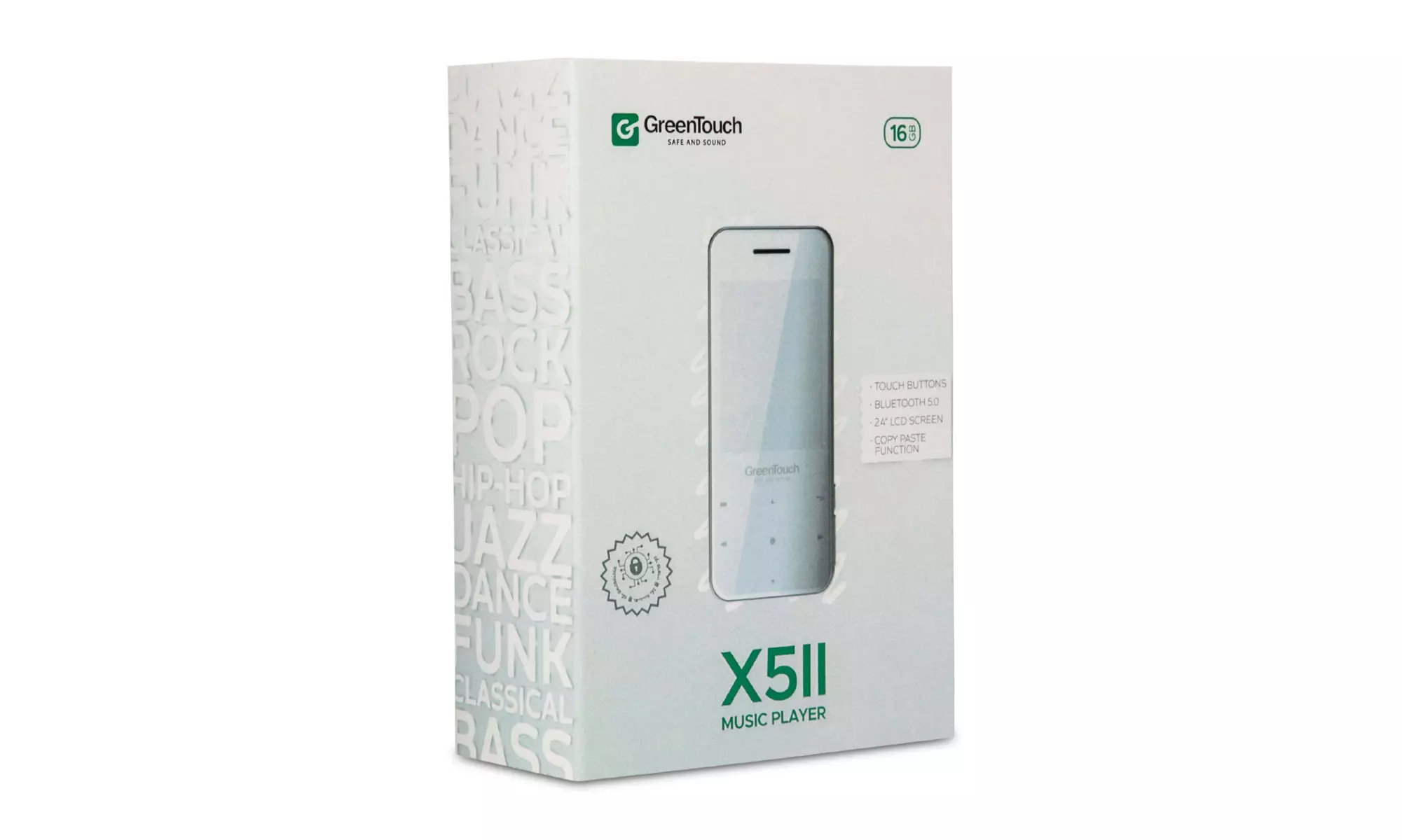GreenTouch X5II 16GB Kosher Bluetooth MP3 Player (White) - Second Medium