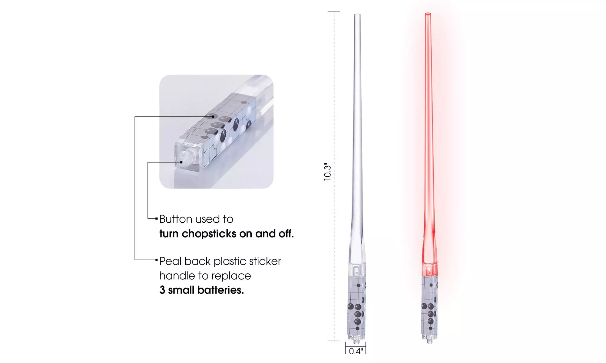 Lightsaber Chopsticks 4 Pairs - Red Blue Green Purple - Second Medium