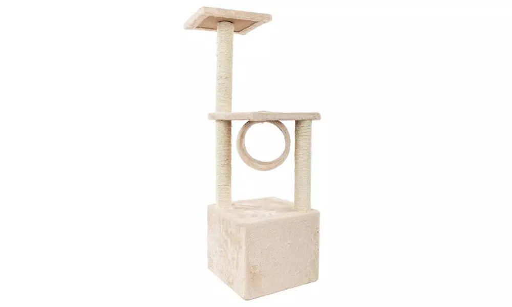 36" Solid Cute Sisal Rope Plush Cat Climb Tree Cat Tower Beige