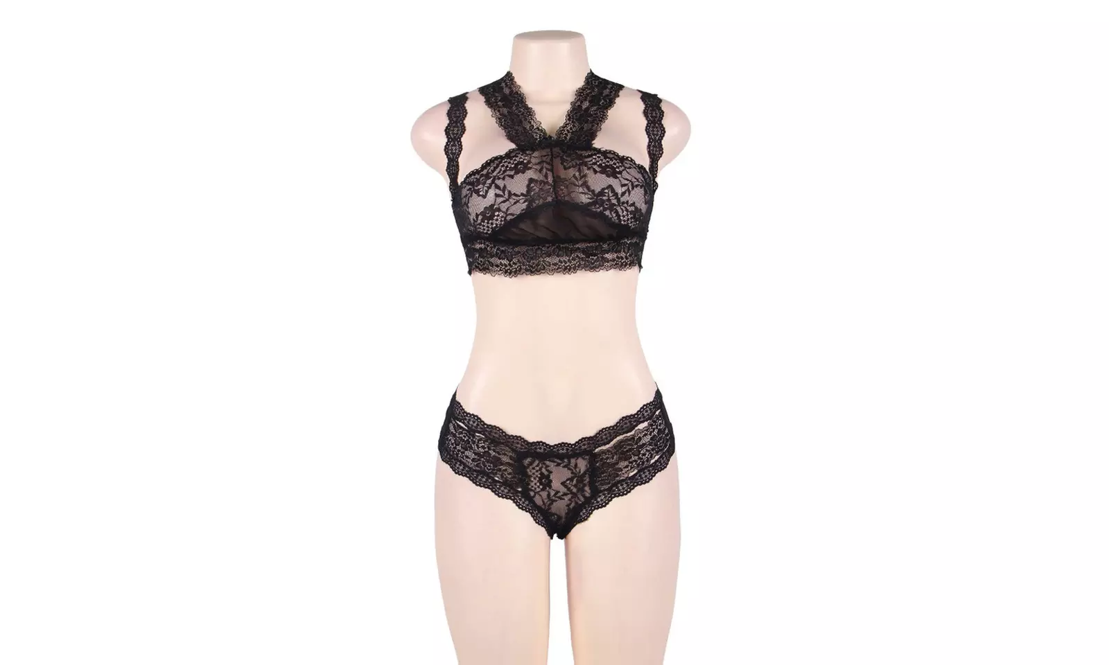 Women's Micro Bikini Extreme Open Back Lace Transparent Hollow Out Lingerie Set - Second Medium