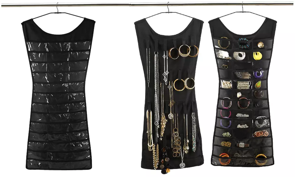 Multi-Pocket Dress Shape Hanging Jewelry And Trinket Organizer - Primary Image
