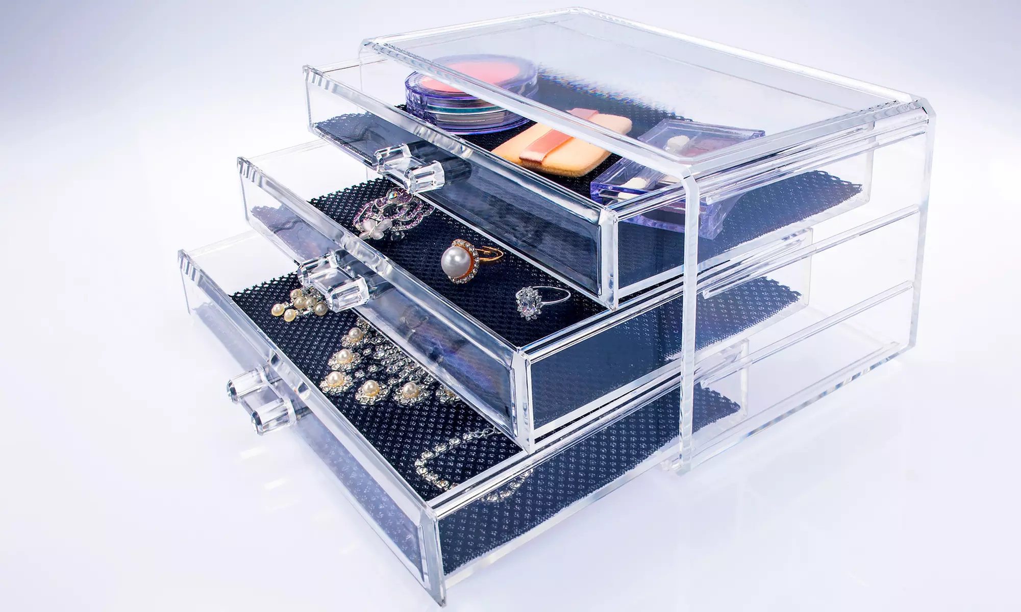 Acrylic Tabletop Cosmetics Box- 3 Drawers - Primary Image