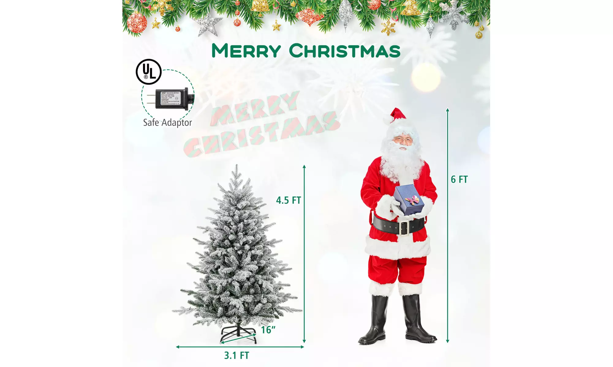 Costway 4.5/6/7 FT Christmas Tree with 8 Lighting Modes Multi-Color LED Lights