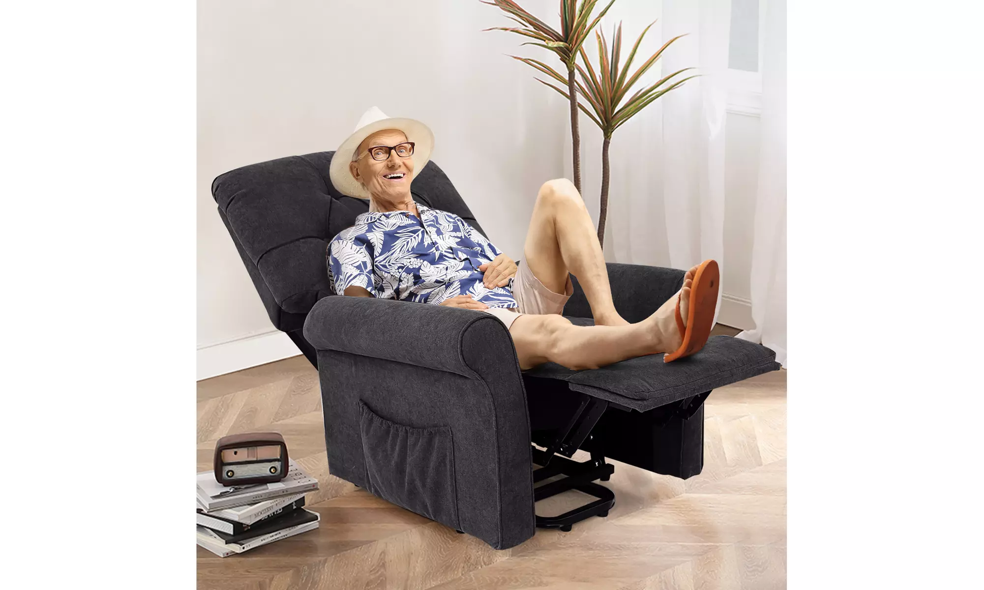 Costway Power Lift Recliner Chair Sofa for Elderly Side Pocket & Remote Control - Primary Image