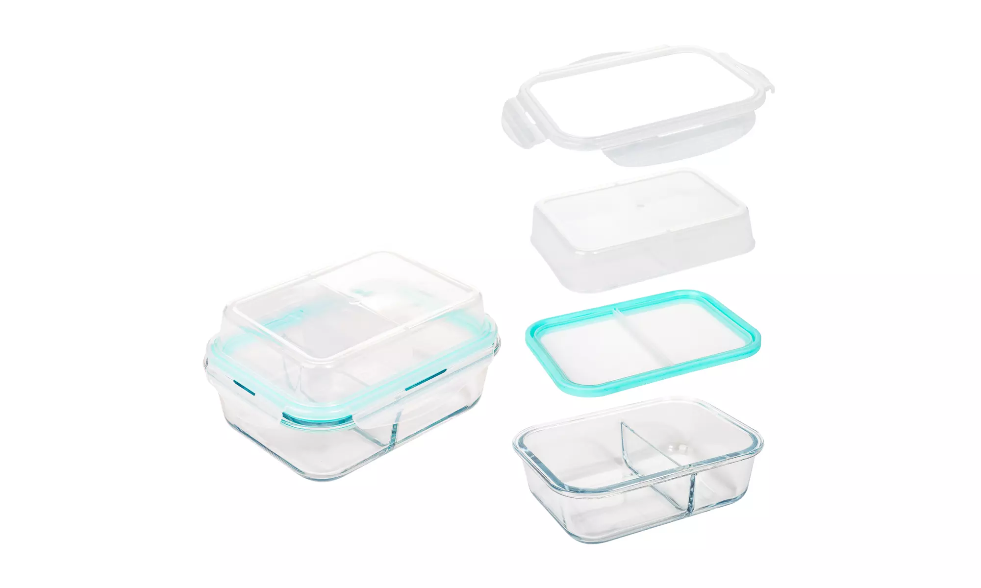 Borosilicate Glass Meal Prep Containers with Snap Locking Lids (1-3or 5 Pack)
