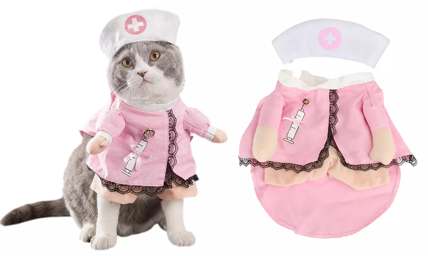 Pet Dog Cat Nurse Costume Funny Cosplay Puppy Clothes  - Primary Image