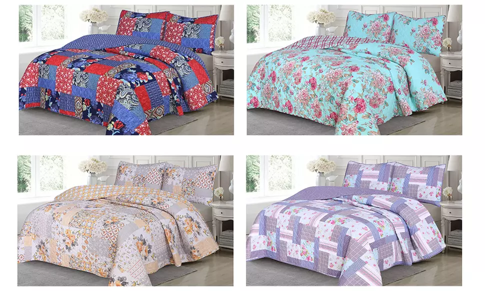 3 Piece Quilt Set Lightweight Bedspread with 2 Matching Pillow Shams Bedding Set