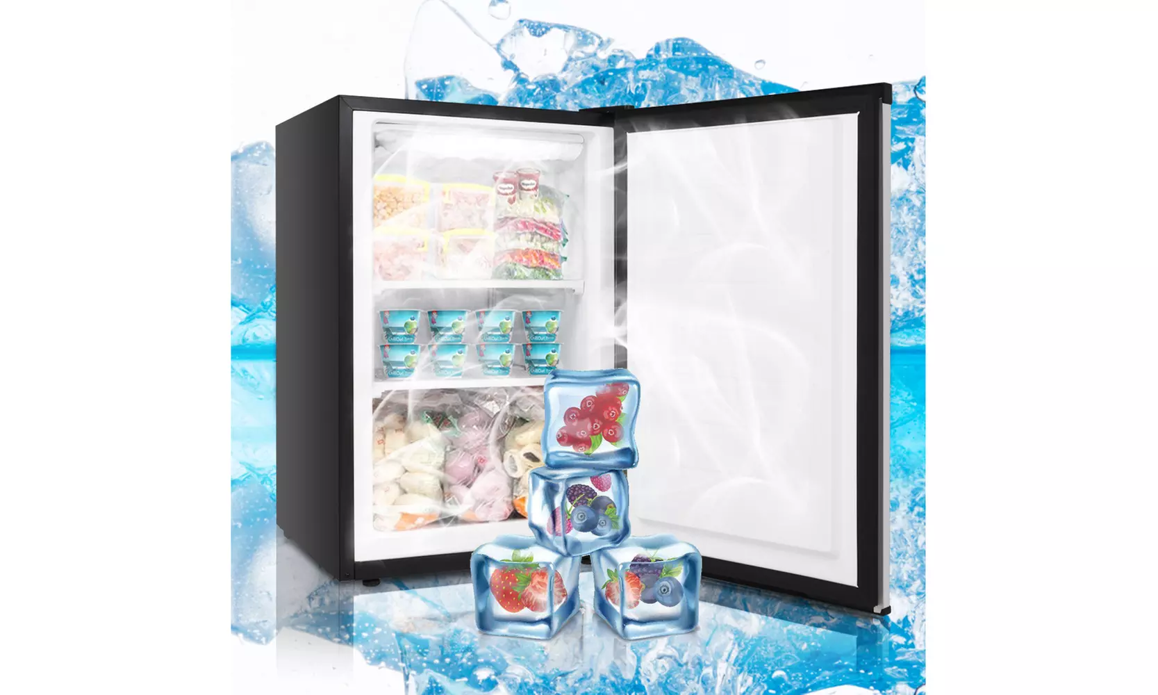 3.0Cu.Ft Stainless Steel Freezer Compact Single Reversible Door Refrigerator - Image 7