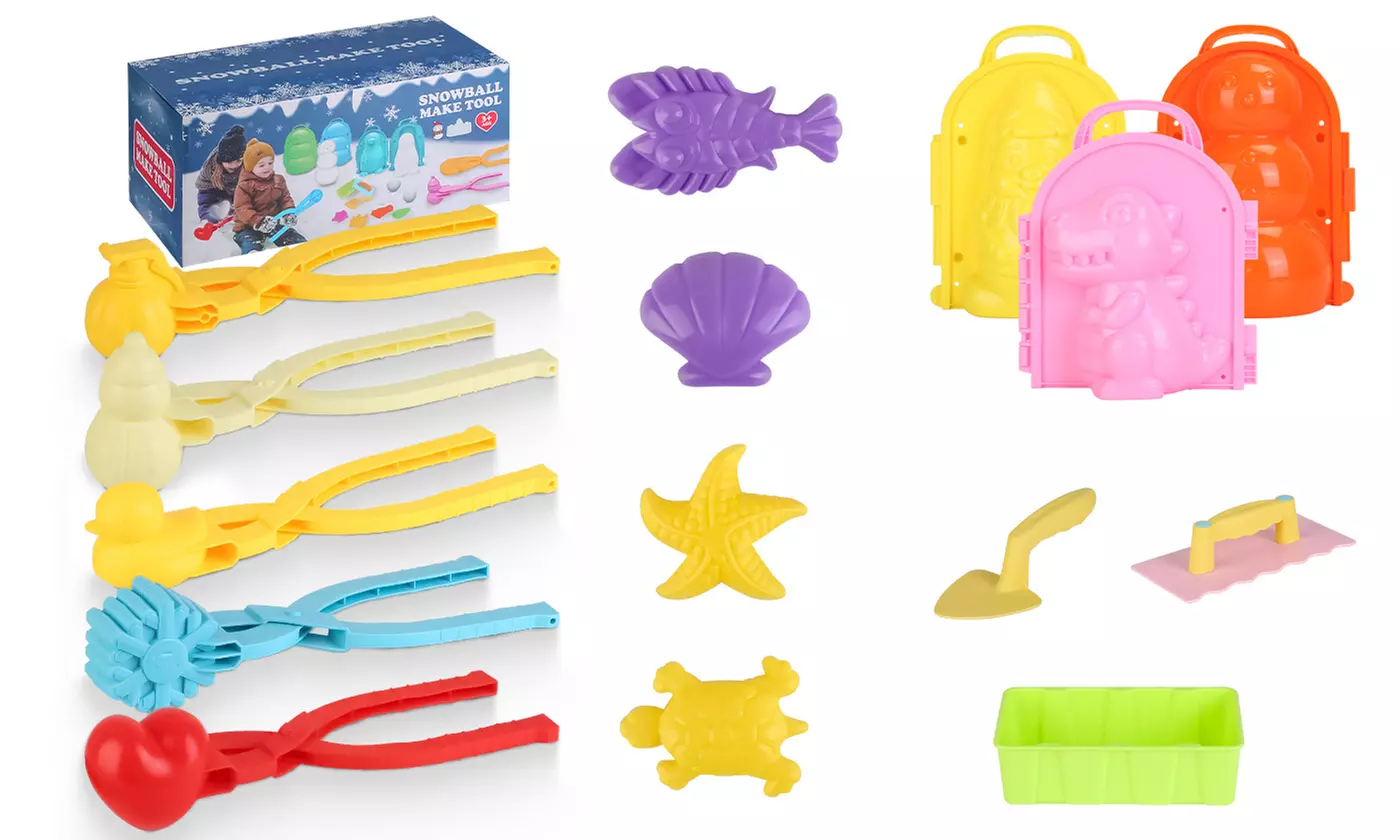iMounTEK 15-Piece Winter Snowball Tool Kit for Kids - Snow Molds and Shapers