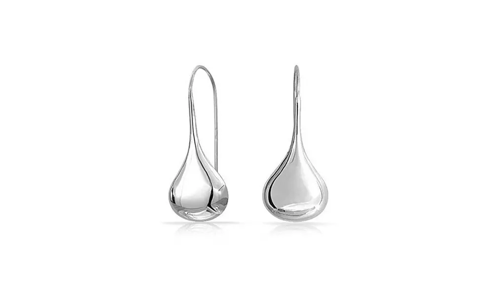 Italian Sterling Silver Puffed Teardrop Earrings 