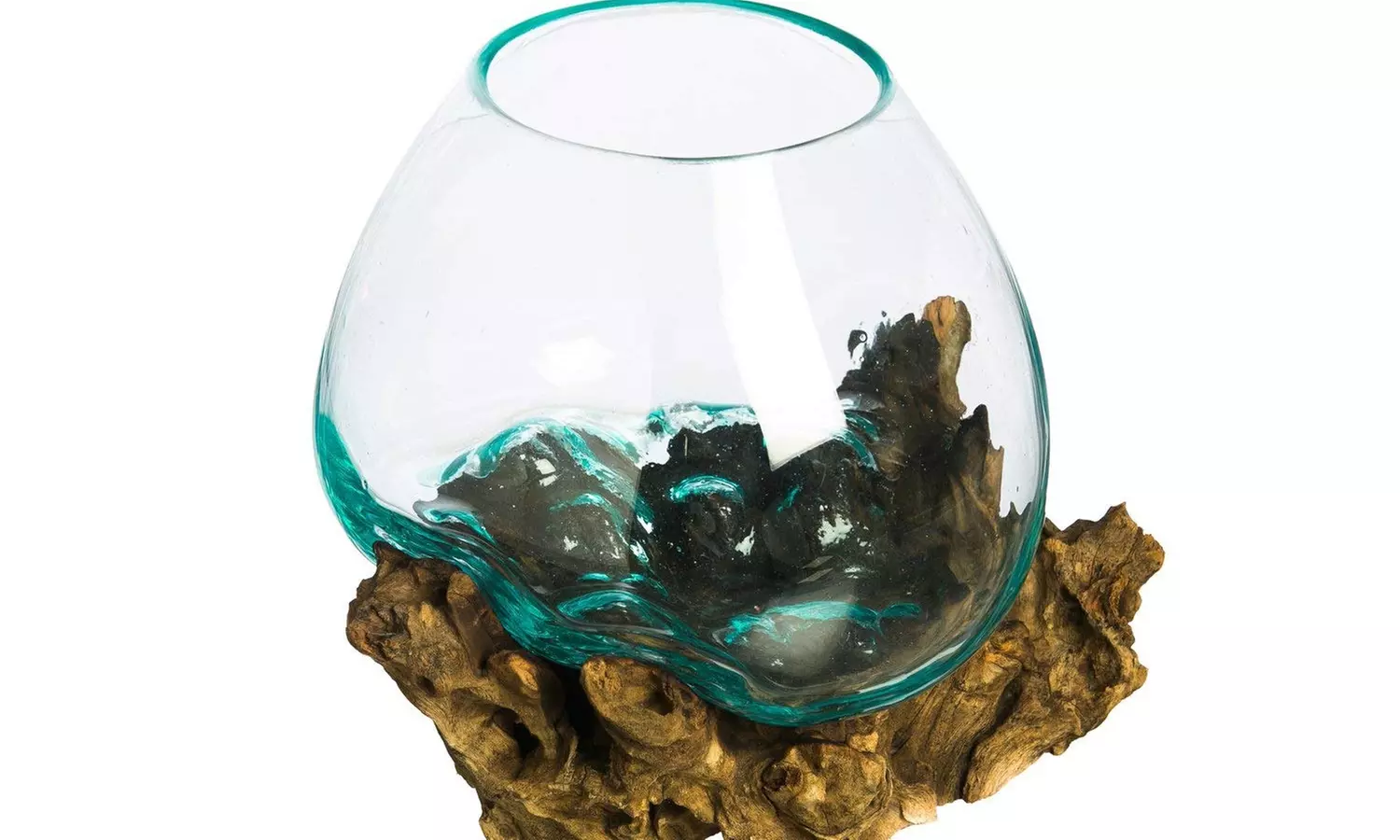 Recycled Glass Bowls on Tree Root Base - Second Medium