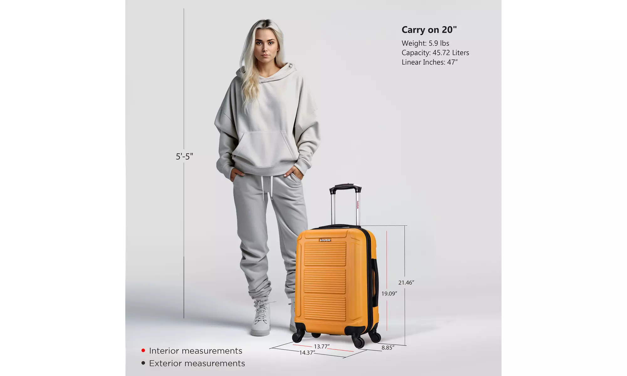 InUSA Pilot Lightweight Hardside Spinner Luggage