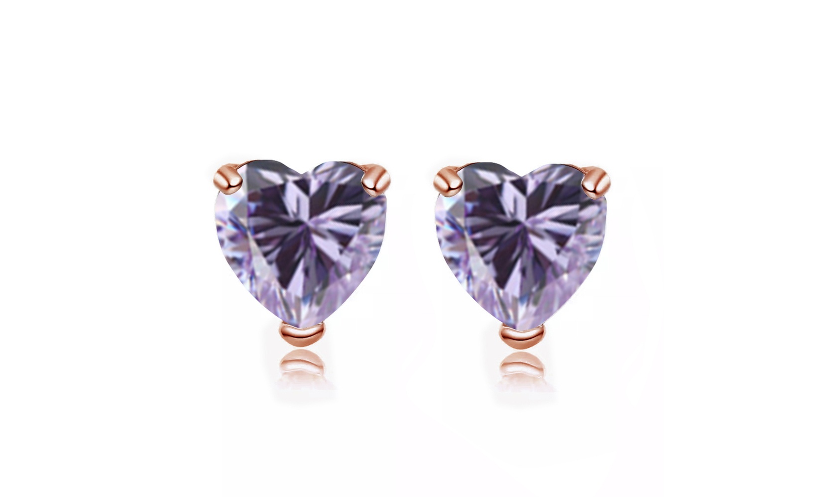 14k Rose Gold Plated Heart Created Tanzanite Stud Earrings by Paris Jewelry