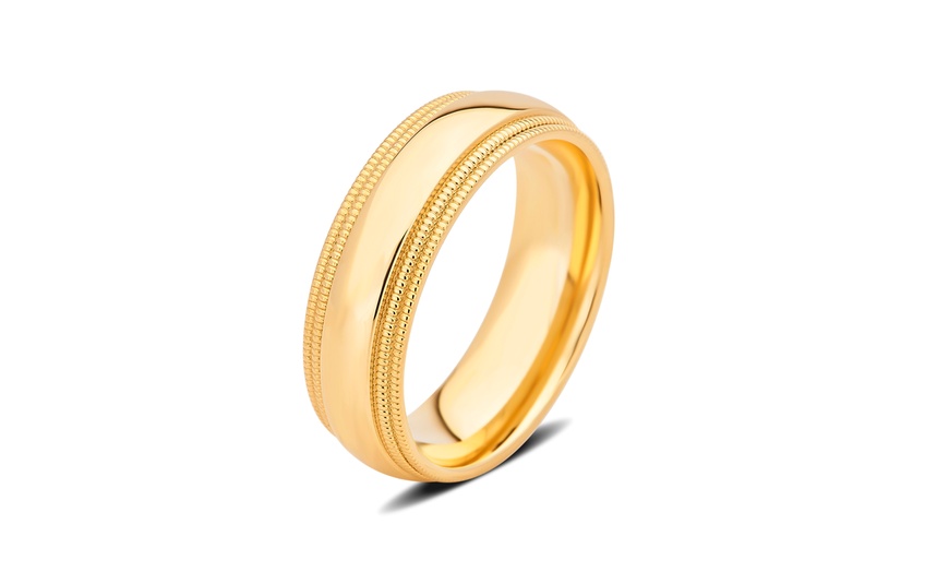 Image 2: Unisex 3 MM - 6 MM 14K Solid Gold Charming Milgrain Wedding Band By L'Artiste