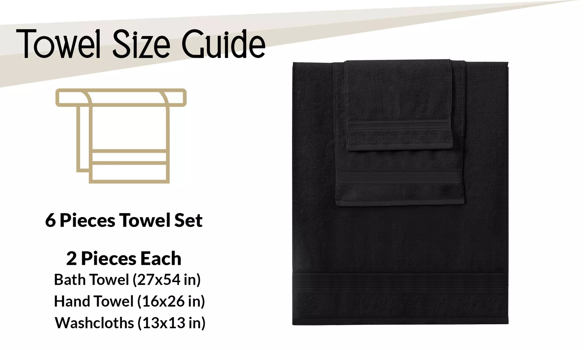 Lux Decor 6 Piece Bath Towel Set, Zero Twist Cotton Towels Soft & Absorbent