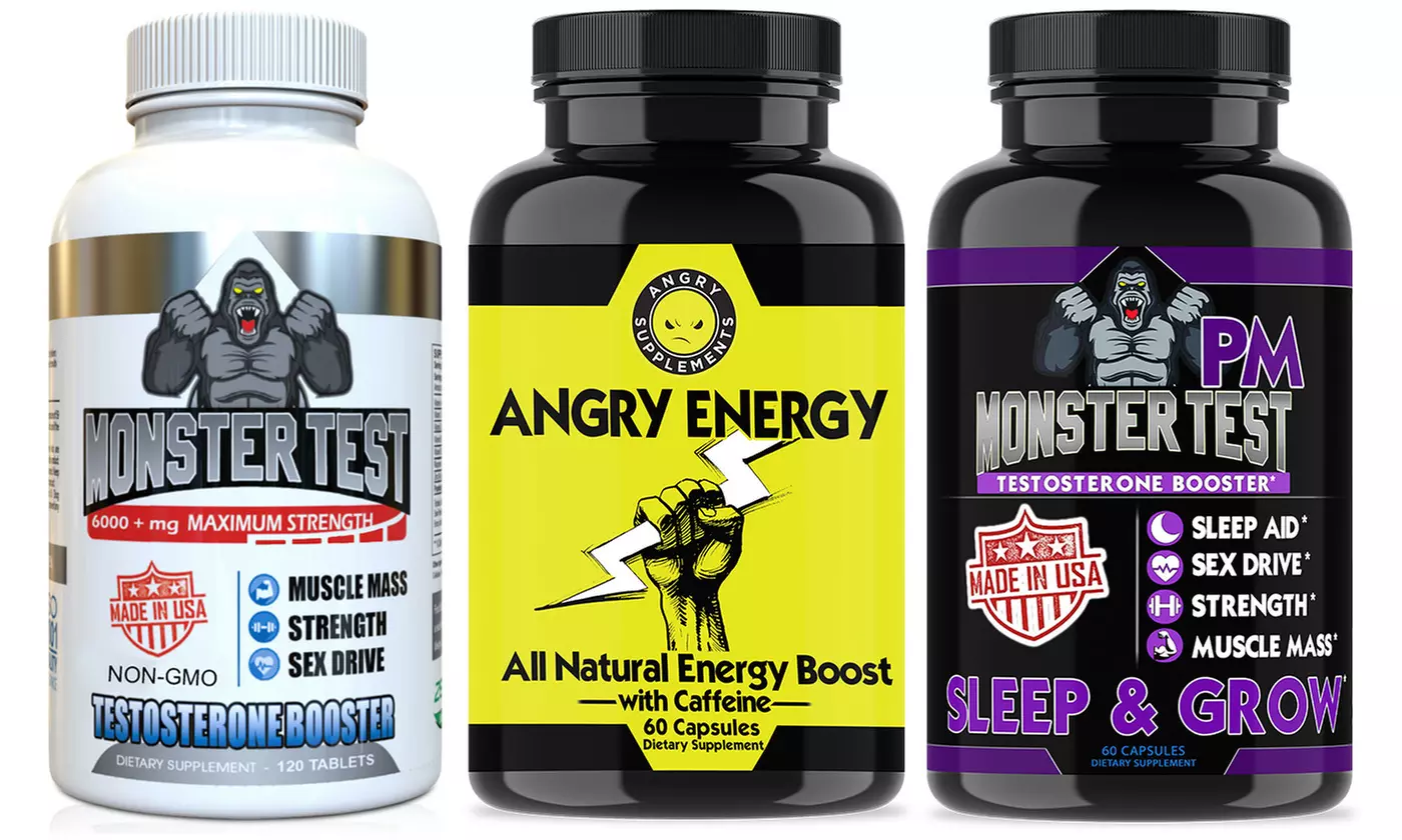 Monster Test, Angry Energy and Monster PM Testosterone Booster 3-Pack - Primary Image