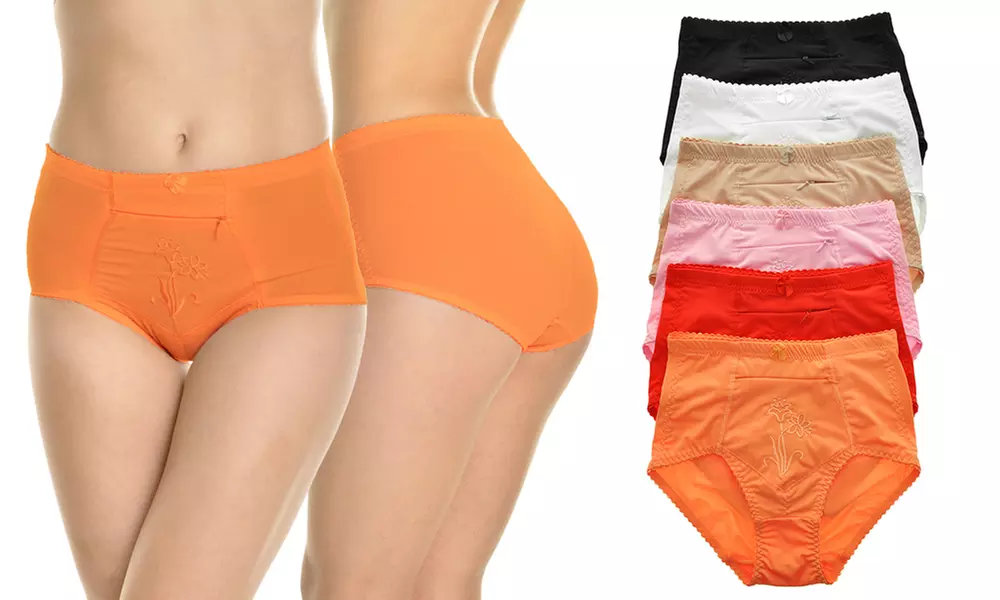 Angelina High-Waist Cotton Girdles with Zippered Pocket (6-Pack) - Second Medium