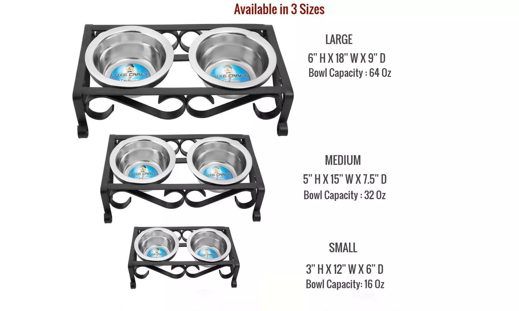 Indipets Fancy Wrought Iron Elevated Feeder with Bowls