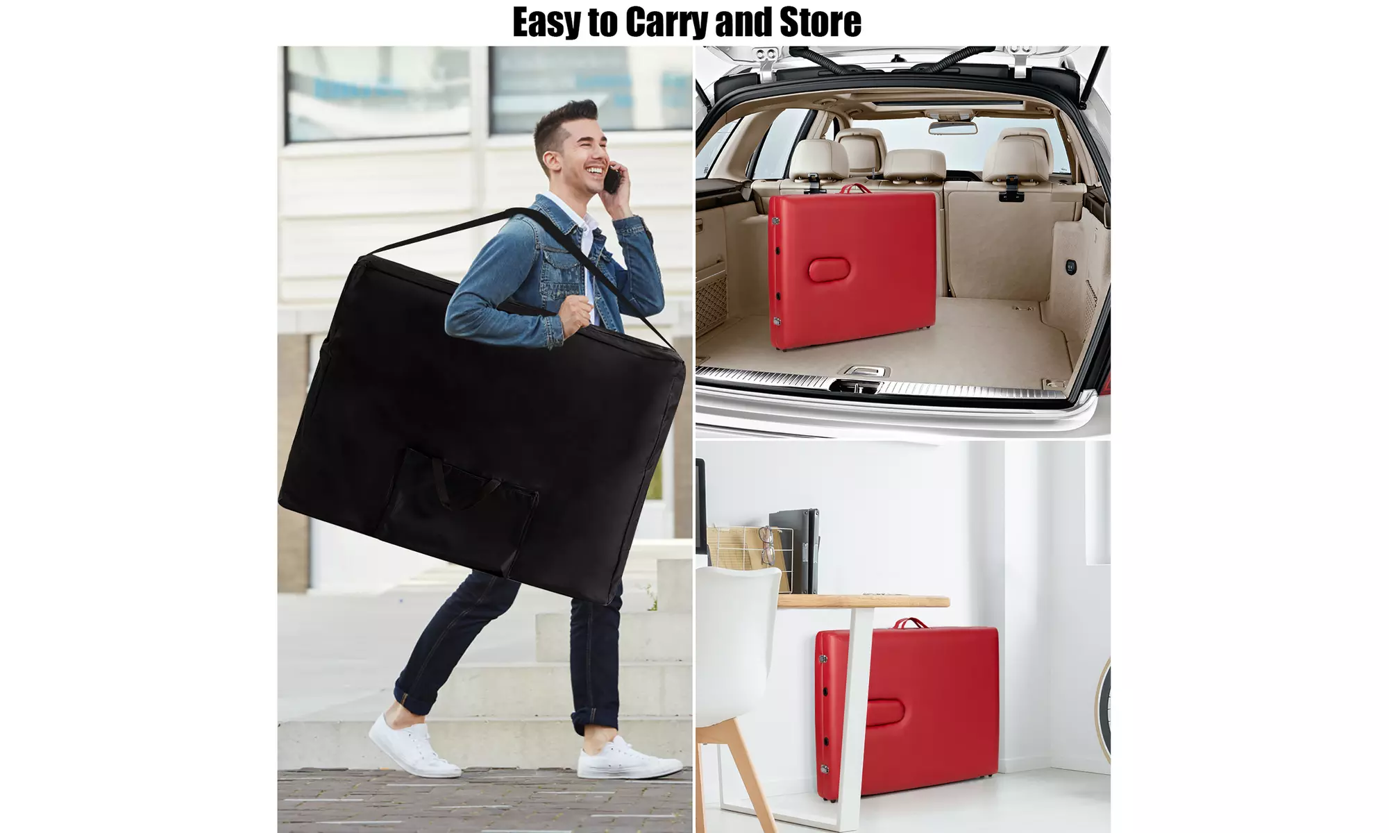 84" Portable Massage Table Adjustable Spa Bed with Carry Case