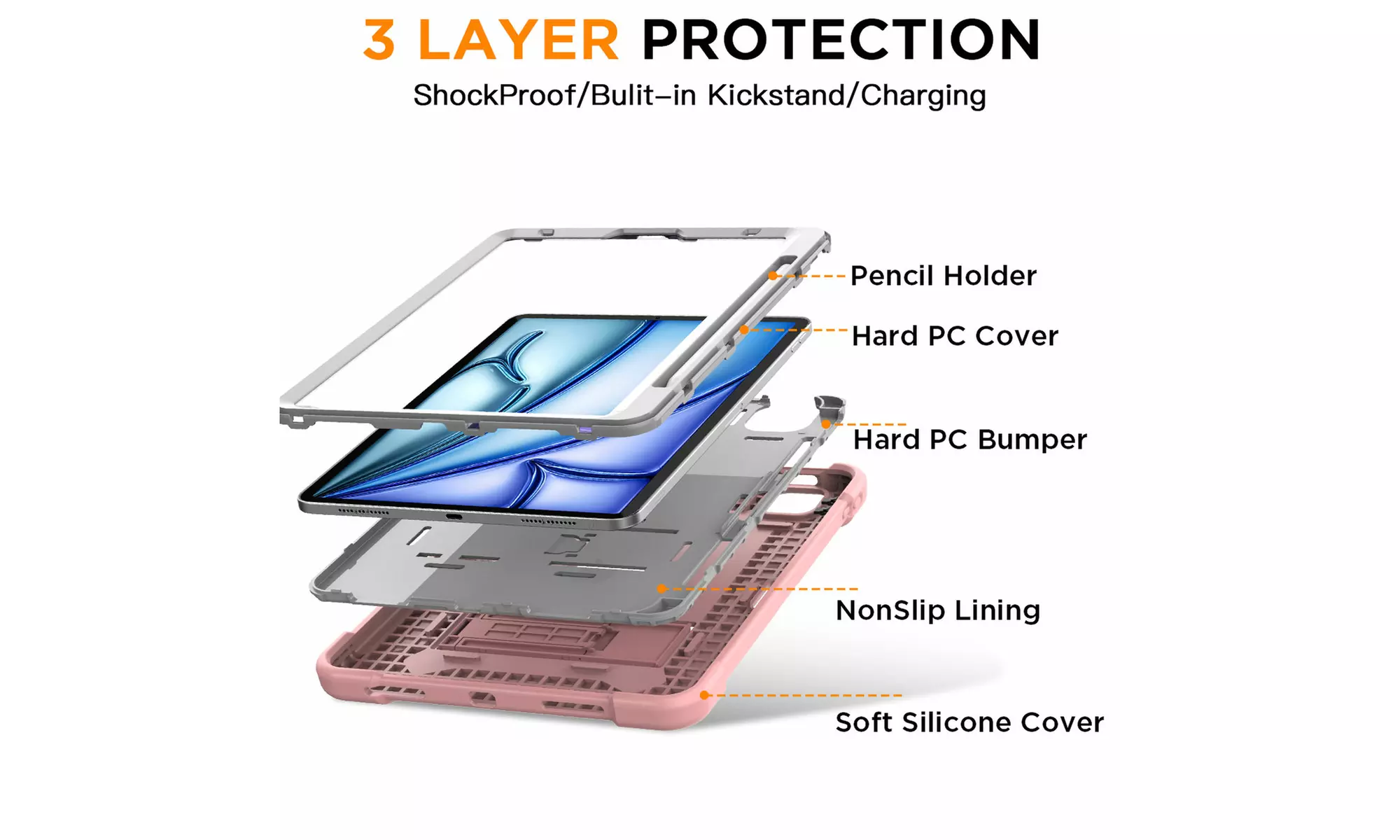 For Apple iPad Air 11-inch 2024 Case Rugged Heavy Duty Shockproof 3-in-1 Cover