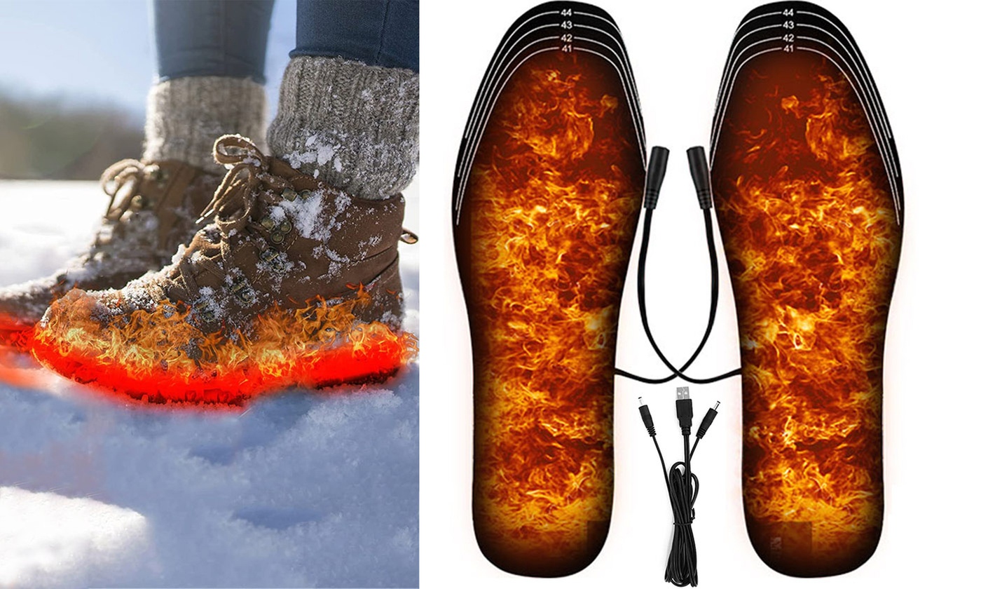 USB Rechargeable Heated Shoe Insoles for Camping Hunting Hiking Outdoor