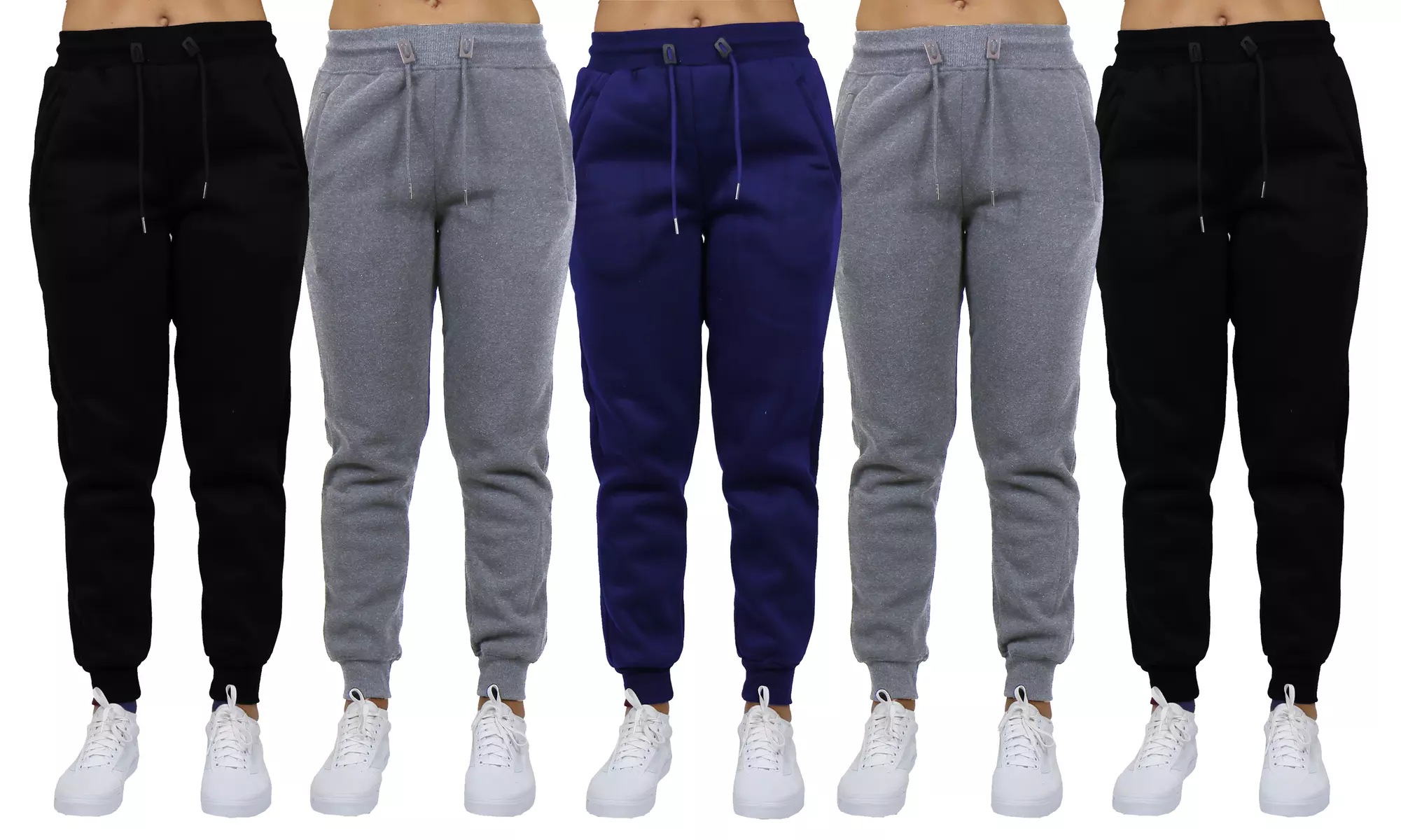 5-Pack Galaxy by Harvic Women's Loose-Fit Fleece Joggers - Second Medium
