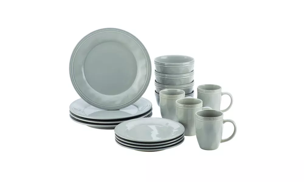Rachael Ray Cucina Dinnerware 16pc Stoneware Dinnerware Set Sea Salt Grey - Primary Image