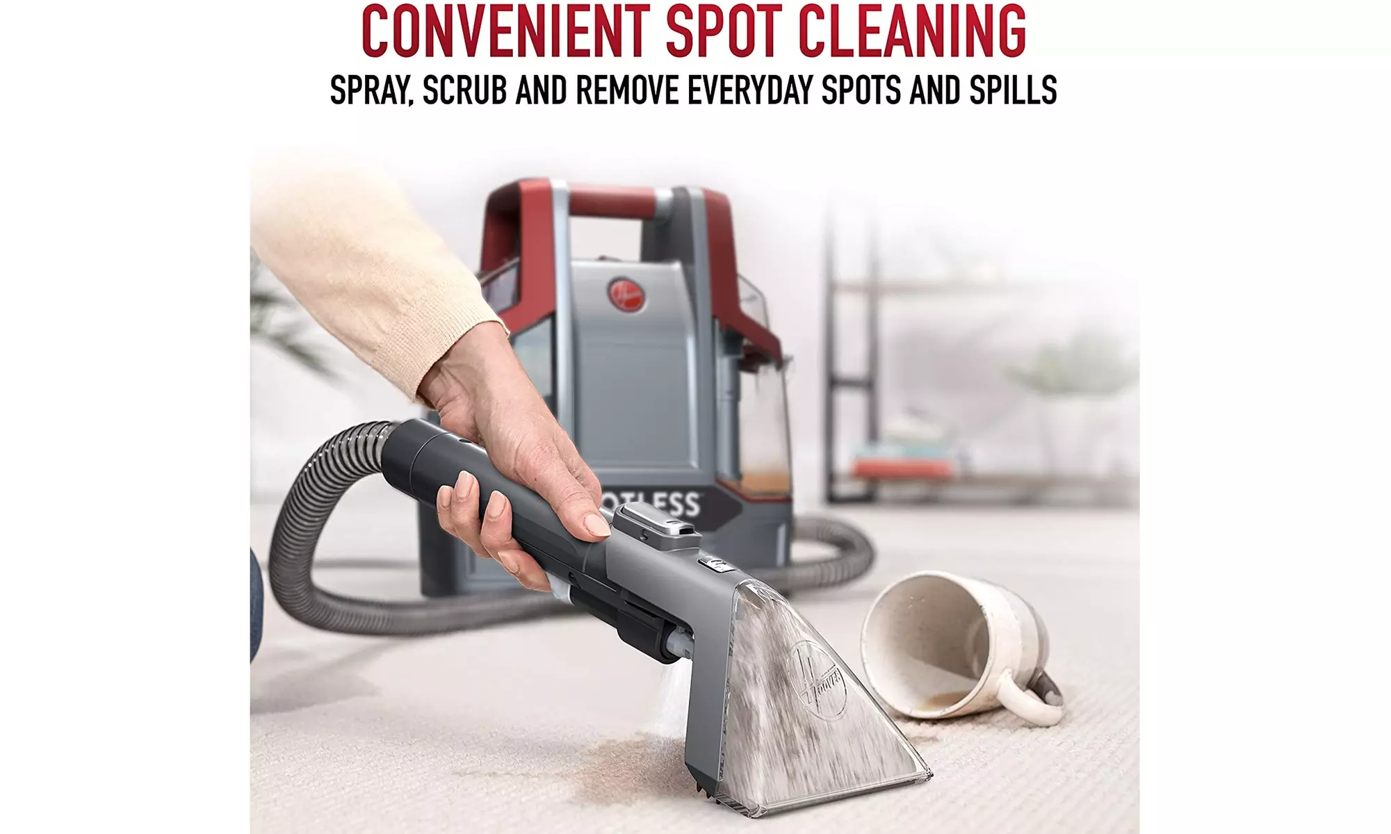 Hoover FH11300 Spotless Portable Carpet & Upholstery Spot Cleaner, (Red)- New