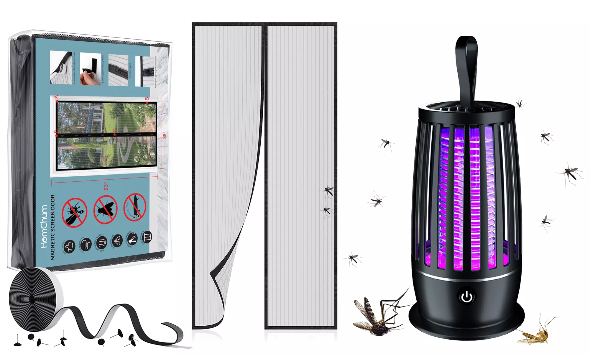 Bug Zapper Mosquito Killer Fly Trap Magnetic Screen Door Keeps Bugs Insect Out - Primary Image
