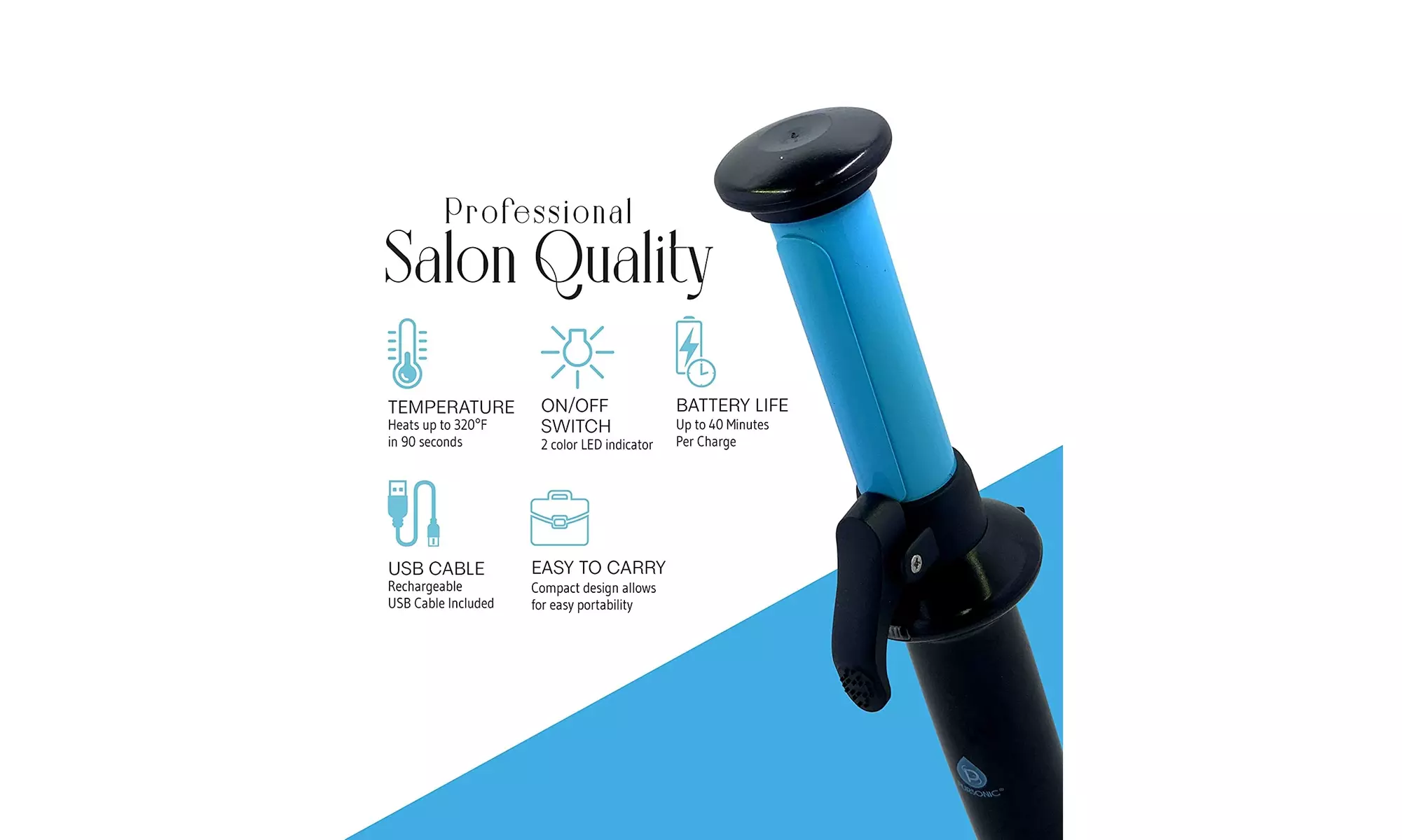 Pursonic Portable Cordless  Rechargeable USB Curling Iron - Second Medium