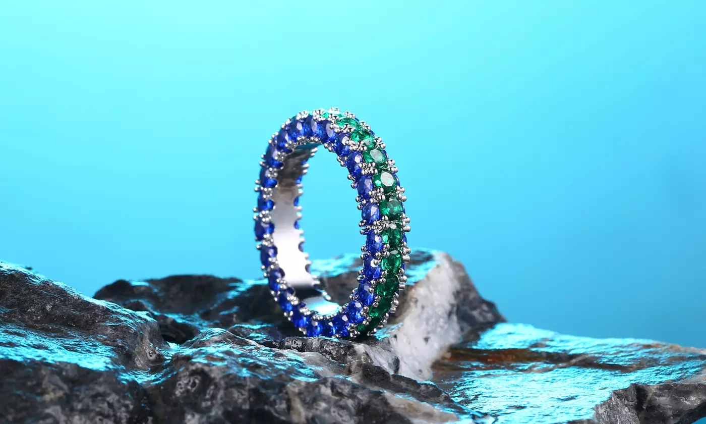Barzel Seamless Inverted Eternity Ring With Swarovski Elements  - Primary Image