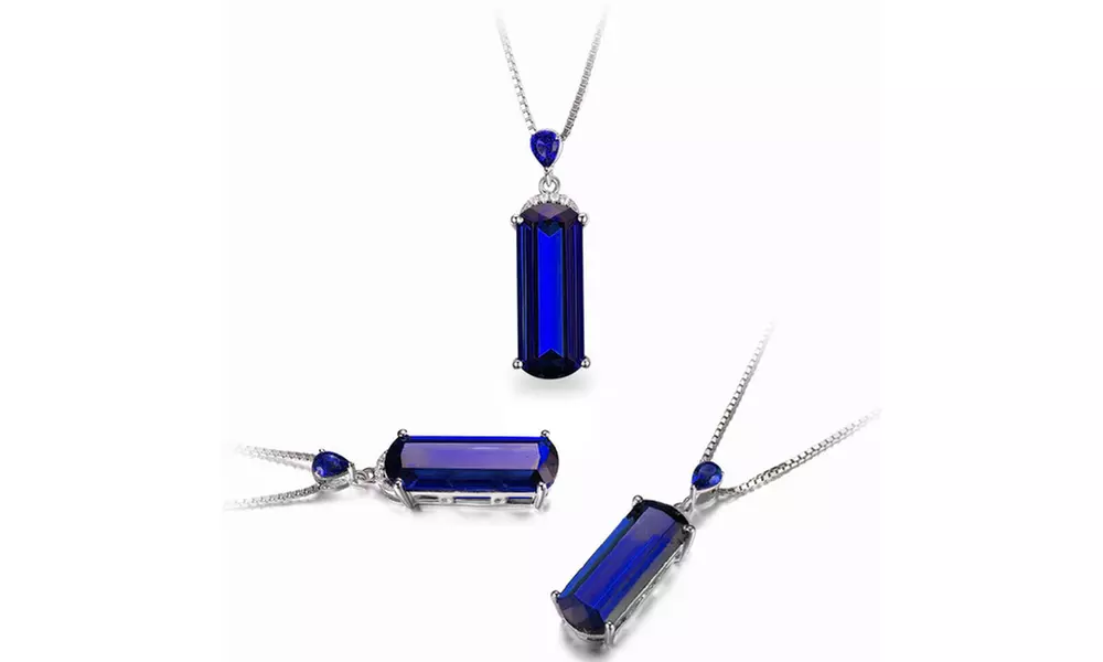 4.50 CTTW Genuine Diamond & Sapphire Pendant in Sterling Silver - Primary Image