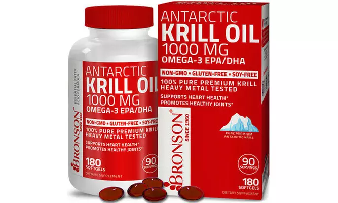 Bronson Krill Oil 1000 MG With Omega-3s EPA DHA and Astaxanthin 180 Softgels - Primary Image