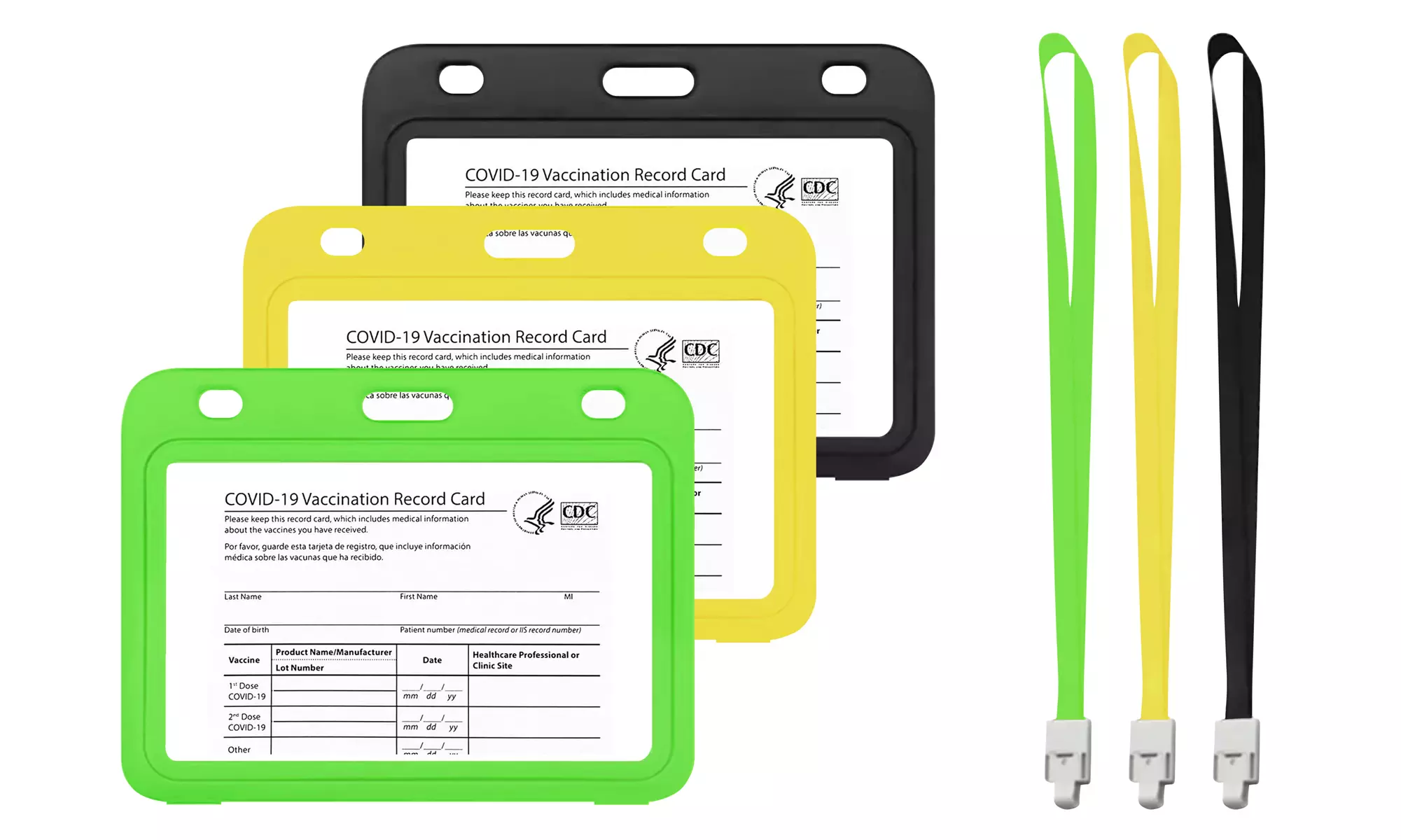 Waterproof CDC Vaccination Card Protector with Lanyard (3-Pack) - Second Medium
