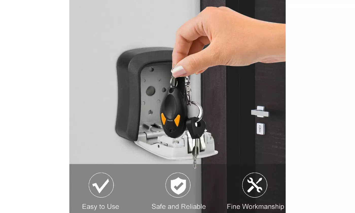 4-Digit Combination Key Lock Box Wall Mount Safe Security Storage Case