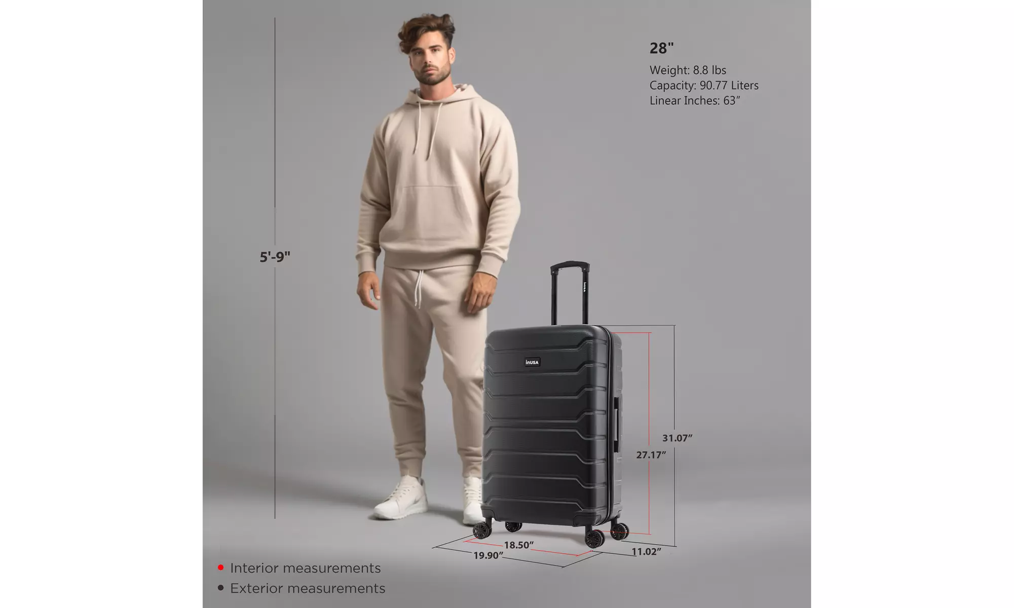 InUSA Trend lightweight hardside spinner luggage 20'', 24", 28" 