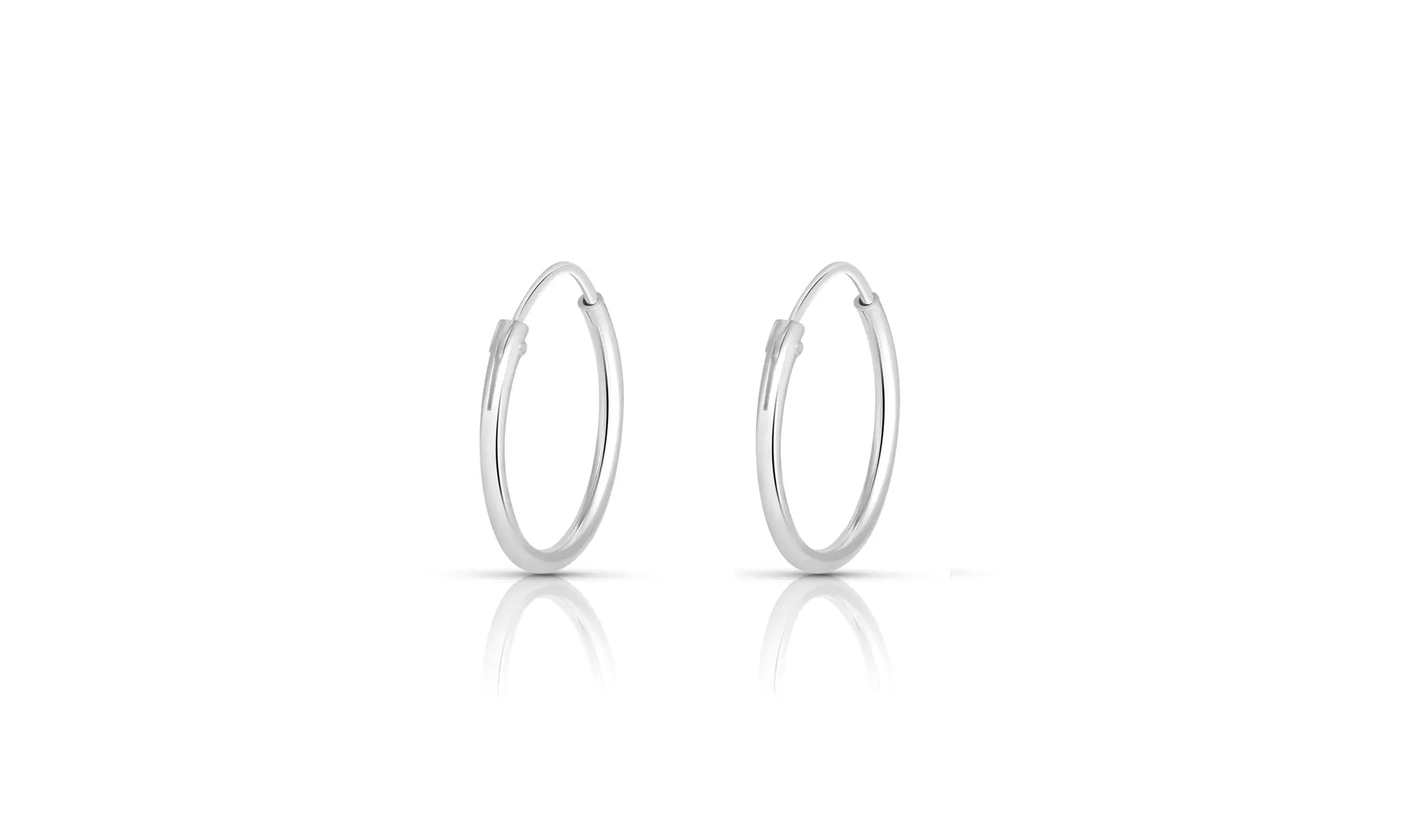 Sleek Endless Hoop Earrings in Solid Sterling Silver 