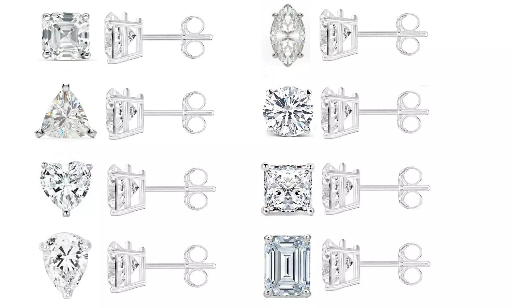 925 Sterling Silver Crystal Stud Earrings Made With Swarovski - Multiple Options