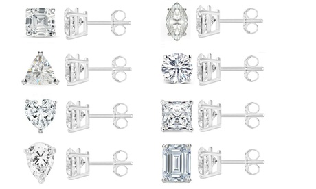 925 Sterling Silver Crystal Stud Earrings Made With Swarovski - Multiple Options Crystal Round Cut Sterling Silver