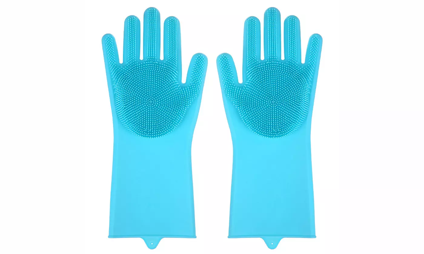 Silicone Gloves With Wash Scrubber-4 Colors  - Primary Image