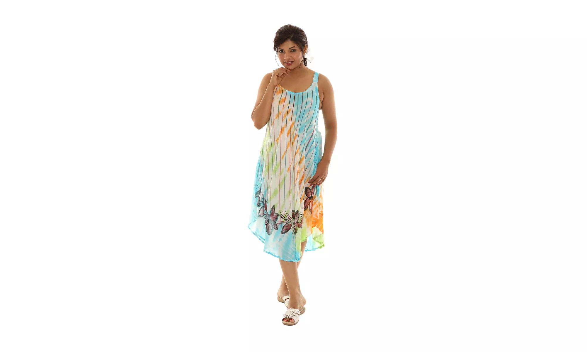 Brush Paint Skinny Strap Sleeveless Dress