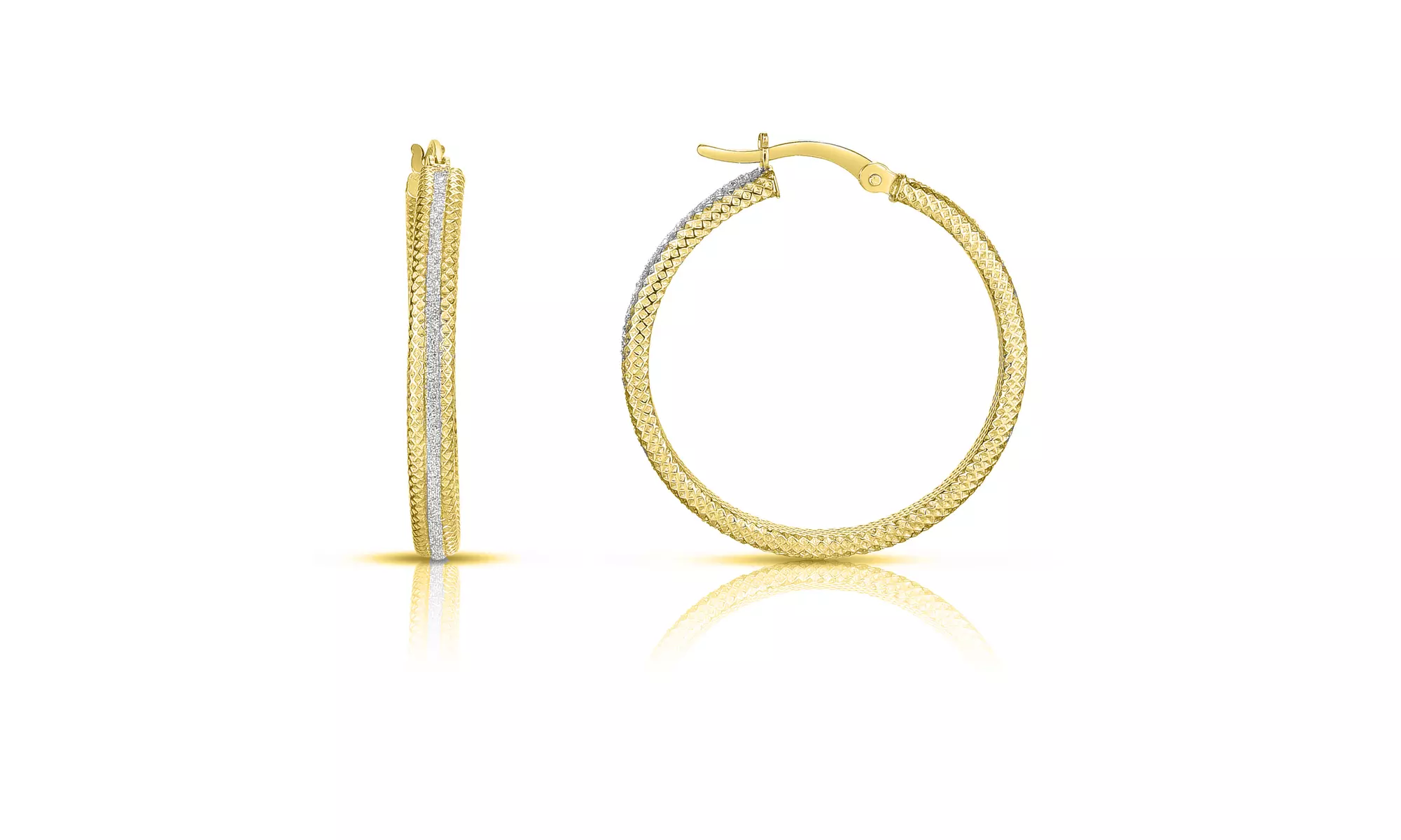 Sterling Silver Diamond Cut Crystal Dust French Lock Hoops 