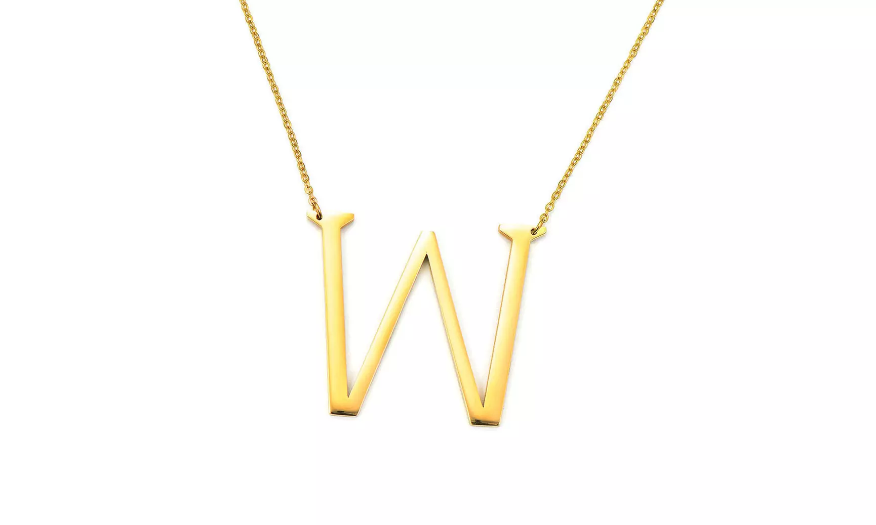 LESIES Big Letter Necklace Stainless Steel Initial Pendant