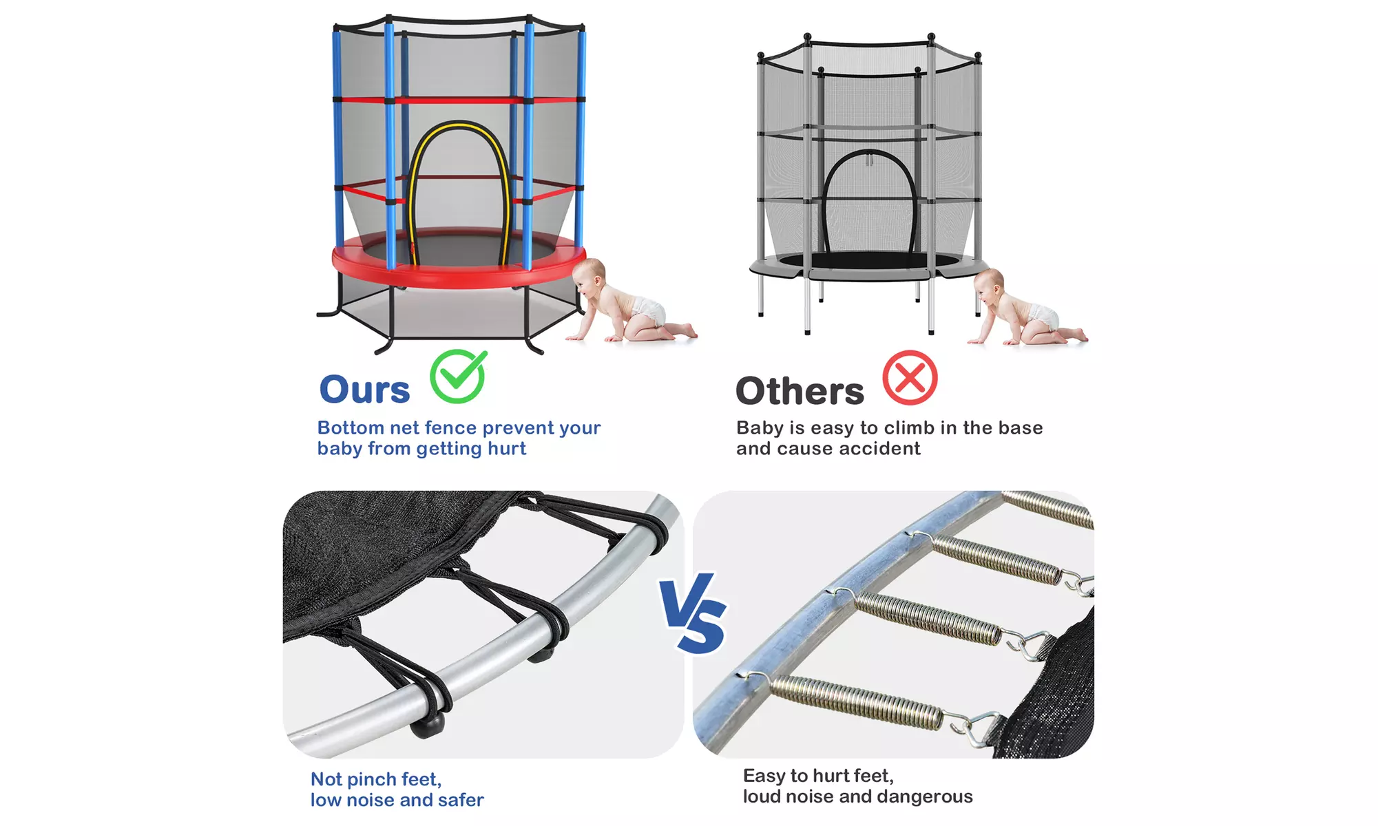 Youth Jumping Round Trampoline 55'' Exercise W/ Safety Pad Enclosure Combo Kids