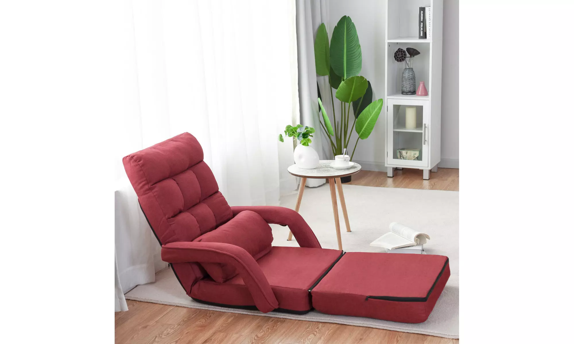 Costway Lazy Sofa Lounger Bed Floor Chair Sofa with Armrests and pillow