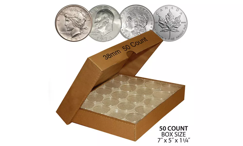 Coin Capsule Holders Direct-Fit Airtight - Quantity 50 with BOX - All Sizes