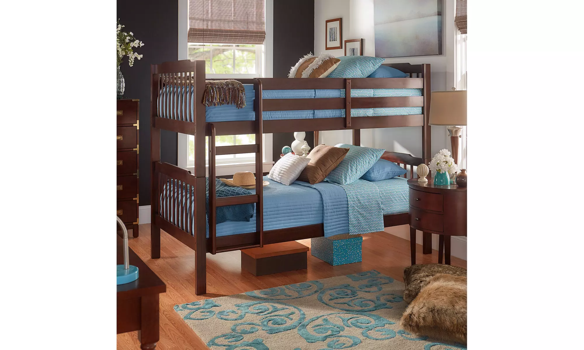 Convertible Twin Over Twin Wood Bunk Bed, Multiple Finishes - Primary Image